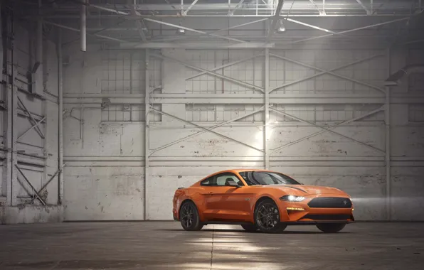 Картинка Orange, Ford Mustang, Muscle Car, EcoBoost, 2020