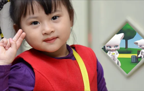 Картинка девочка, азиатка, жест, little girl, asian girl, gesture, для дети, for kids