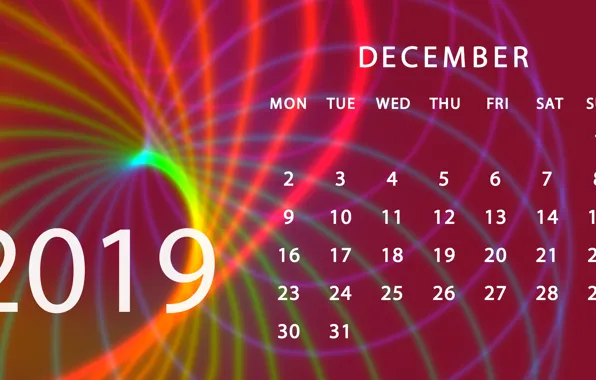 Картинка календарь, декабрь, 2019