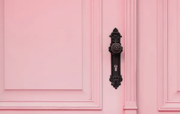 Картинка розовый, розовая, дверь, ручка