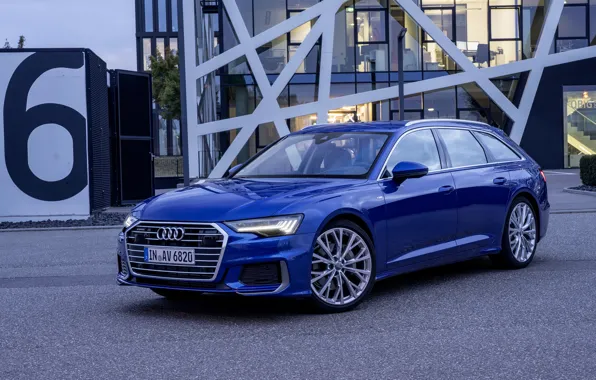 Картинка синий, Audi, дверь, 2018, универсал, A6 Avant