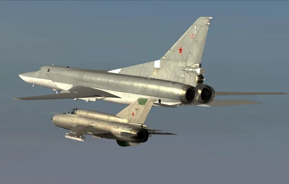 Картинка Ту-22М3, МиГ-21бис, Сопровождение