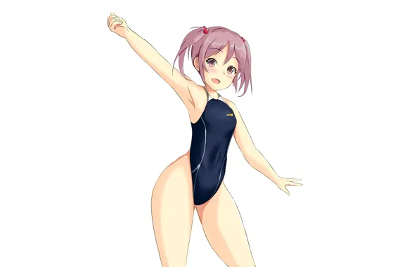 Картинка girl, sexy, pink hair, anime, beautiful, short hair, pretty, swimsuit, attractive, handsome, thighs, Kantai Collection, …