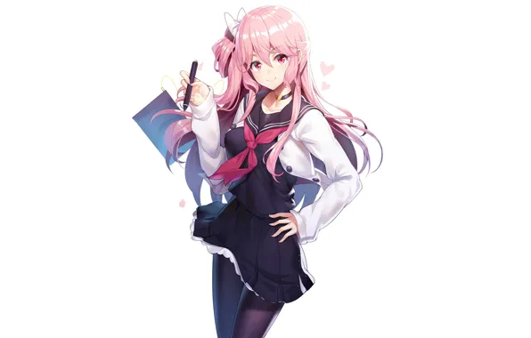 Картинка девушка, фон, розовые волосы