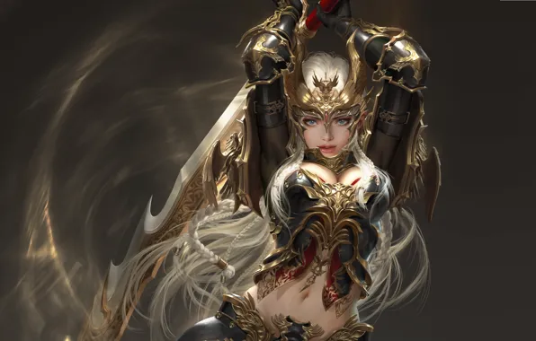 Картинка девушка, воин, фэнтези, арт, лвл, 태섭 신, дизайн костюма, League of Angels - Origins