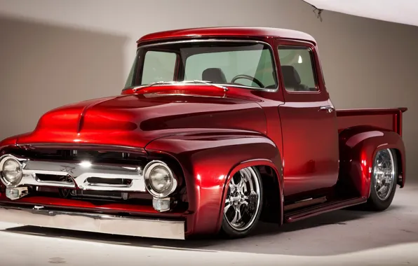 Картинка Red, Car, Classic, Color, Truck, Chrome, F100, Ford F-100