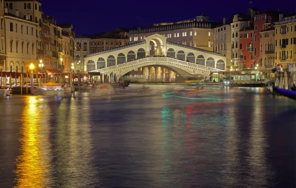 Картинка дома, Италия, Венеция, канал, мост Риальто