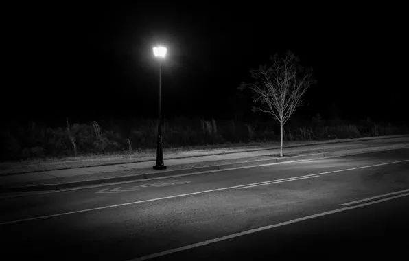 Картинка ночь, город, улица, фонарь