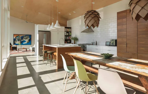 Картинка интерьер, кухня, гостиная, столовая, Country Contemporary, by Amber Hodgins Design