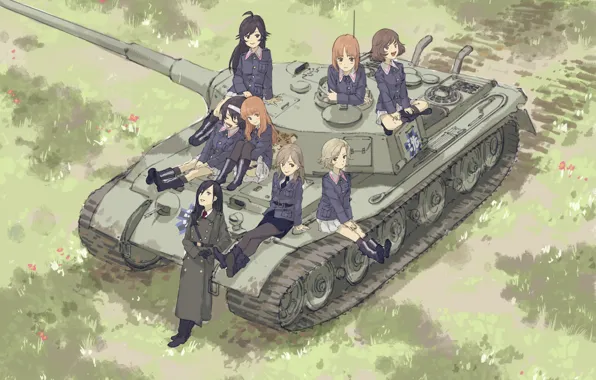 Картинка девушки, армия, танк, Girls Und Panzer, Девушки и танки
