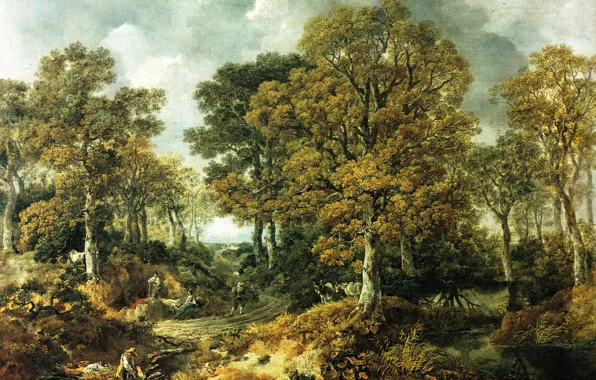 Картинка пейзаж, картина, Thomas Gainsborough, Томас Гейнсборо, Лес Корнард