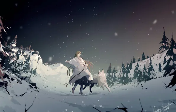 Картинка снег, собака, Fate / Grand Order, Судьба великая кампания