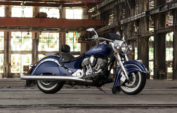Картинка Classic, Blue, Indian, Motorcycle, Chief