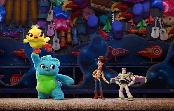 Картинка animation, cartoon, movie, toys, film, Toy Story, Buzz Lightyear, Sheriff Woody, plush, Toy Story 4