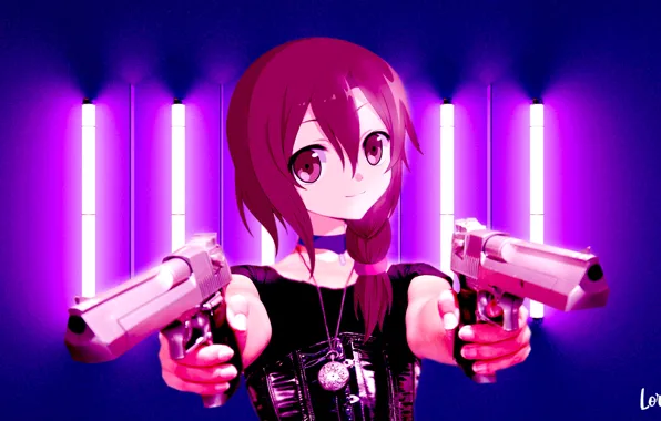 Картинка девушка, оружие, аниме, guns, anime