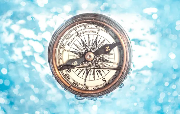Картинка вода, стрелка, компас, под водой