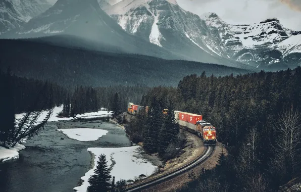Картинка горы, Поезд, железная дорога