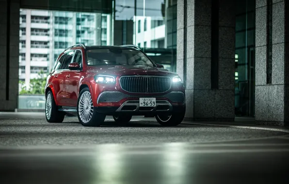 Картинка Mercedes-Benz, Light, Mercedes, Red, Maybach, Front, Side, GLS, GLS Maybach