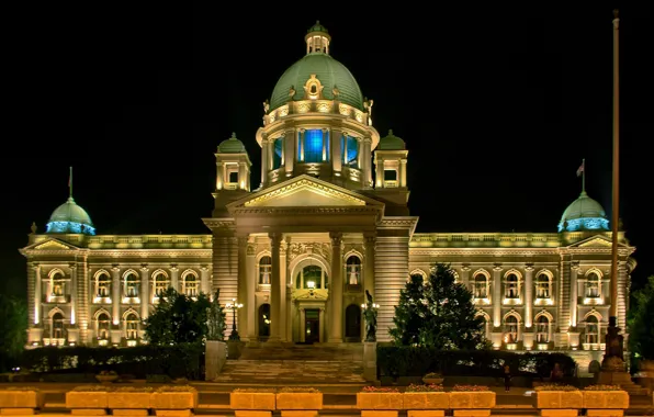 Картинка ночь, Сербия, Дом Народной скупщины