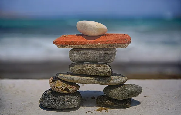 Картинка пляж, камни, фигурка