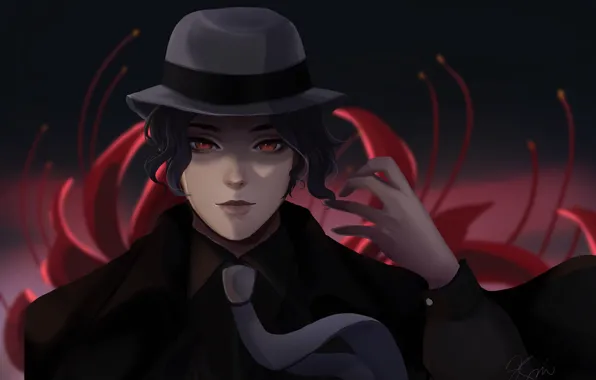Картинка взгляд, шляпа, парень, Kimetsu no Yaiba, Kлинок рассекающий демонов