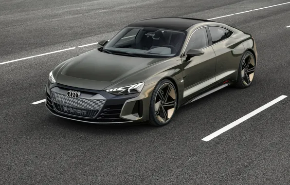 Картинка асфальт, Audi, разметка, купе, 2018, e-tron GT Concept, четырёхдверное