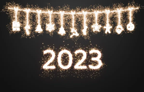 Картинка золото, Новый Год, цифры, golden, happy, New Year, fireworks, sparkle, glitter, design by Marika, 2023