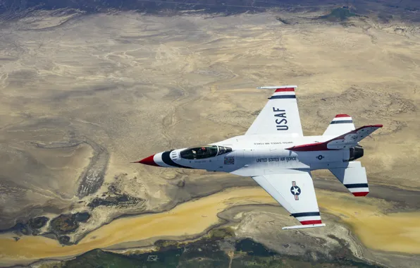 Картинка Буревестники, пилотажная группа, Thunderbirds, ВВС США, F-16C Fighting Falcon, демонстрационная эскадрилья