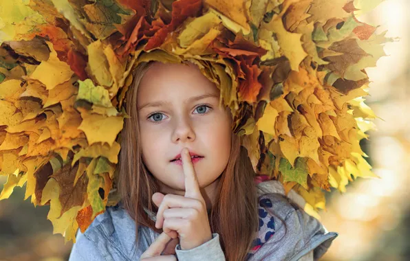 Картинка осень, листья, портрет, девочка