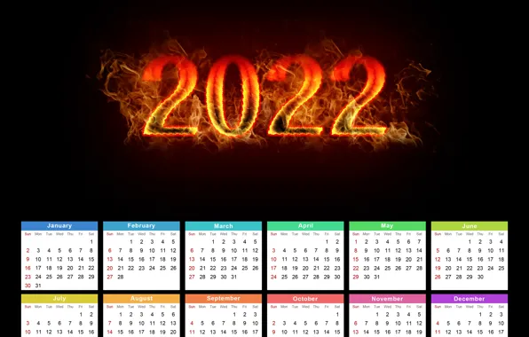 Картинка happy new year, calendar, 2022, 2022 year, year 2022, calendar for year 2022