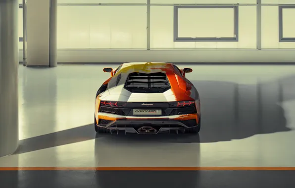 Картинка Lamborghini, спорткар, вид сзади, выхлоп, Aventador S, Skyler Grey