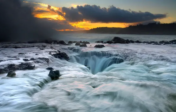 Картинка волны, шторм, Гавайи, Hawaii, Kauai