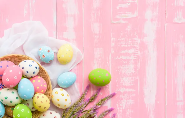 Картинка цветы, яйца, Пасха, flowers, spring, Easter, eggs, decoration, pastel colors