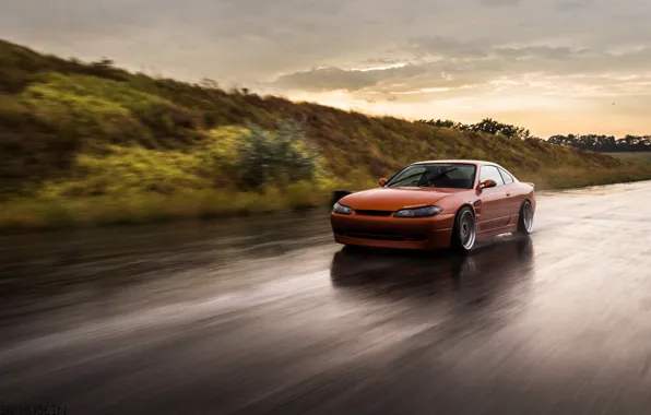 Картинка Orange, Car, Road, Nissan Silvia S15