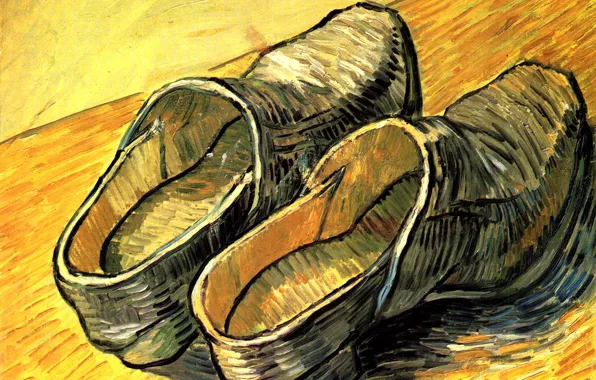 Картинка туфли, Винсент ван Гог, Arles, A Pair of Leather Clogs