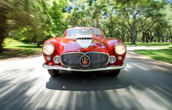 Картинка Maserati, Скорость, Бампер, Фары, Classic, Хром, 1956, Classic car, Значок, Радиаторная Решетка, Maserati A6G/2000 Gran …