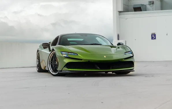 Картинка Ferrari, Green, SF90, Front view