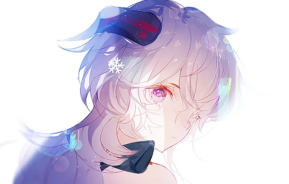 Картинка девушка, снег, фэнтези, рожки, Genshin Impact, Ganyu
