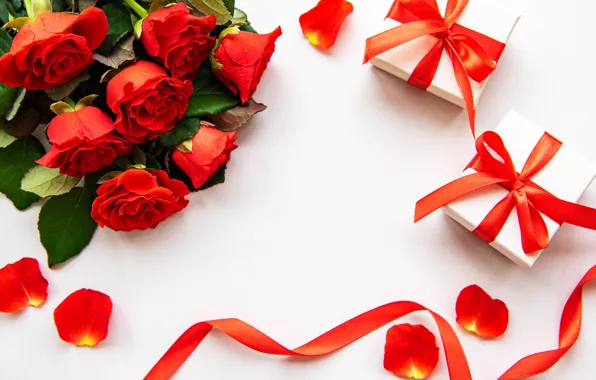 Картинка праздник, розы, подарки, День Святого Валентина, Olena Rudo