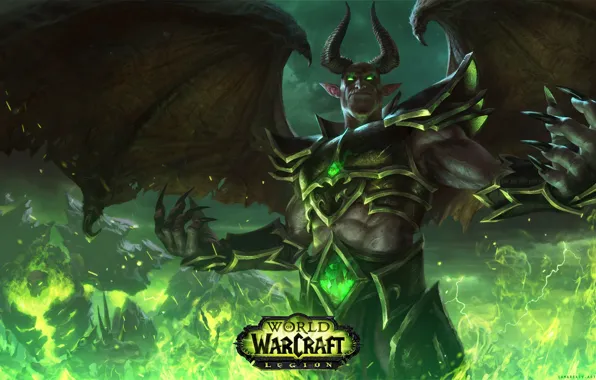 Картинка демон, demon, Blizzard, wow, повелитель ужаса, World of Warcraft: Legion, Пылающий Легион, nathrezim, dread lord, …