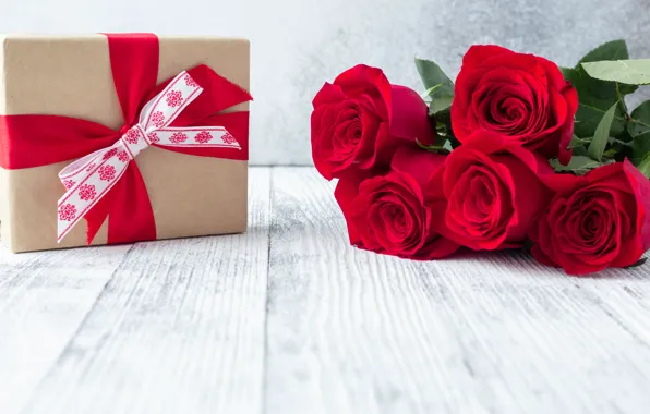 Картинка праздник, подарок, розы, букет, красные