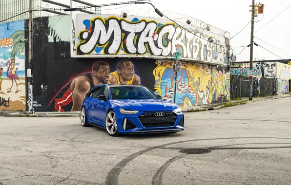 Картинка Audi, Blue, Graffiti, Avant, RS6, VAG