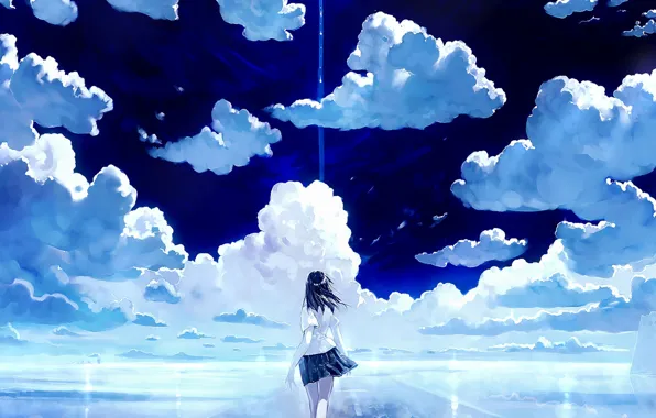 Картинка небо, девушка, облака
