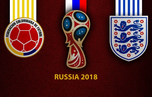 Картинка wallpaper, sport, logo, football, FIFA World Cup, Russia 2018, Colombia vs England