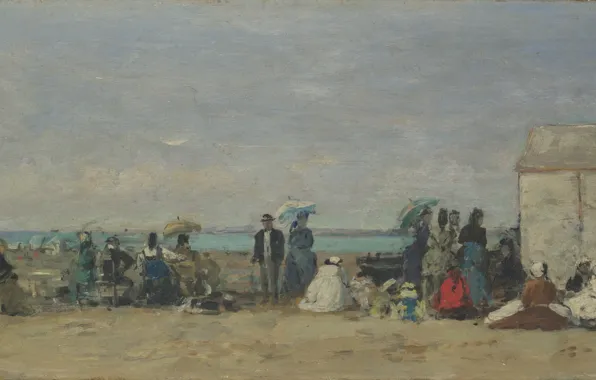 Картинка картина, Эжен Буден, Eugene Boudin, Пляжная сцена. Трувиль