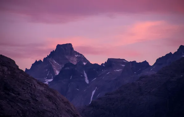 Картинка небо, облака, горы, природа, скалы, Гренландия, Greenland, Prince Christian Sound