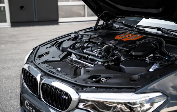 Картинка двигатель, BMW, седан, G-Power, 2018, BMW M5, четырёхдверный, M5, F90, тёмно-серый