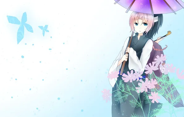 Картинка зонт, арт, двое, Gintama, Гинтама