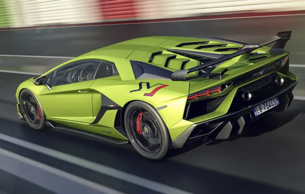 Картинка скорость, Lamborghini, суперкар, вид сзади, 2018, Aventador, SVJ, Aventador SVJ