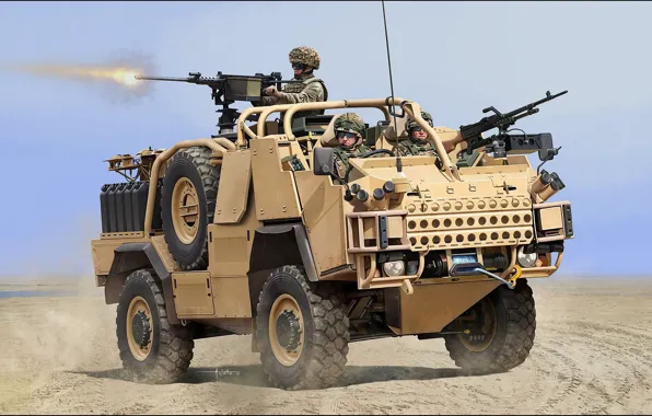 Картинка Великобритания, бронеавтомобиль, British Army, MWMIK, Auletta, Tactical Support Vehicle, Supacat HMT400 Jackal, Jackal 2 High …